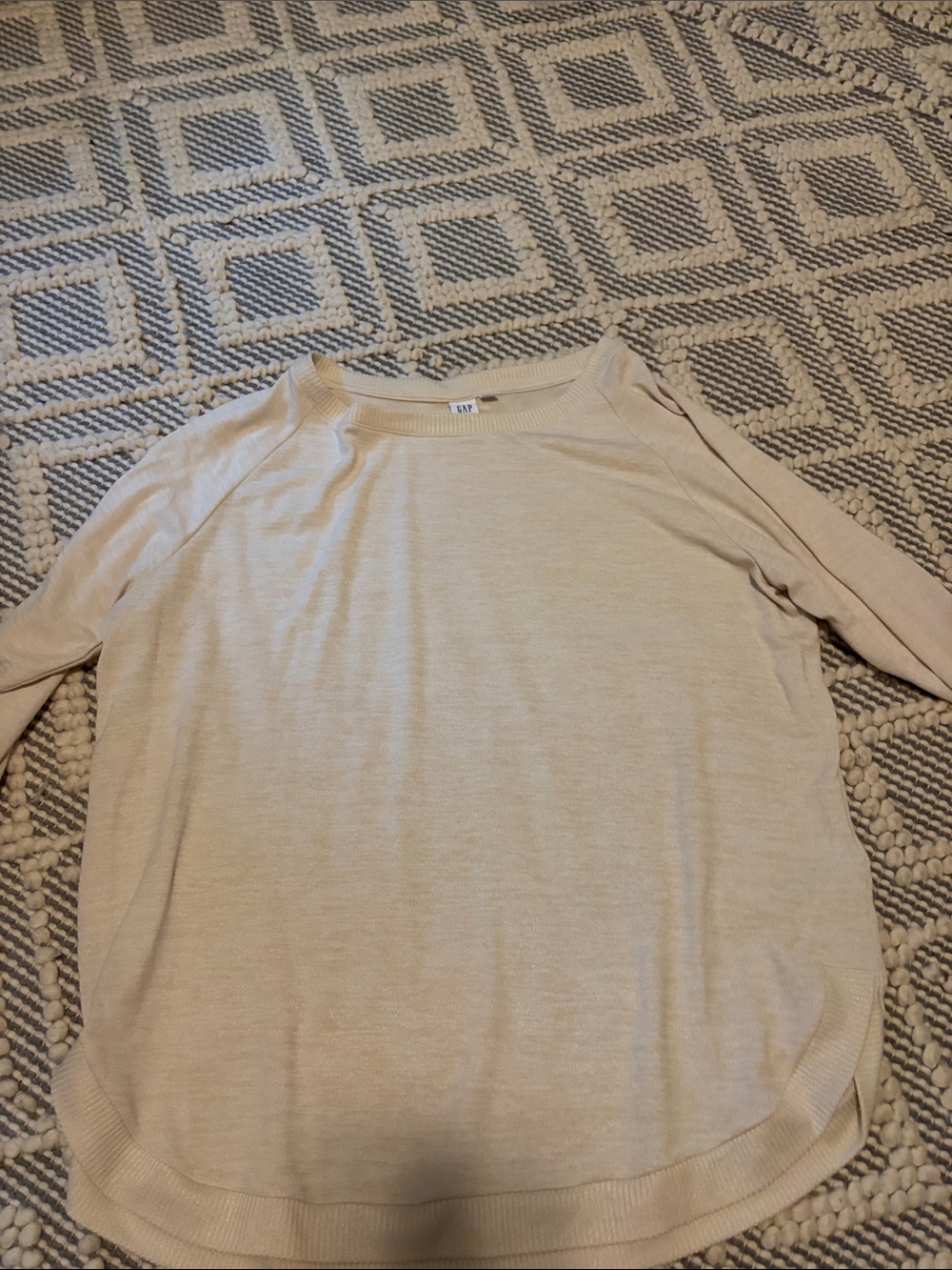 GAP Light Beige Long Sleeve Crewneck Shirt